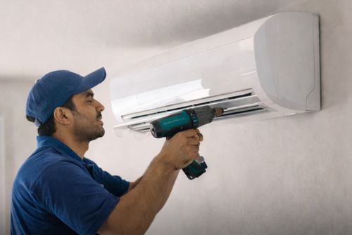 AC repair technician working